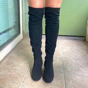 Suede high top boots